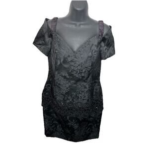 Vintage Scott McClintock Black Sheath Floral Embroidered Women’s Size 12